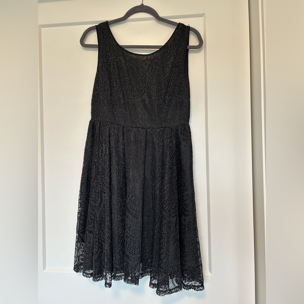Elegant Sparkle Black Lace Dress
